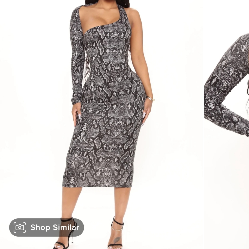 Snake print midi dress